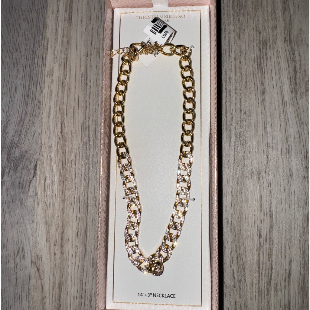 Christian Siriano New York Gold & Diamond Necklace New Prom Formal Jewelry